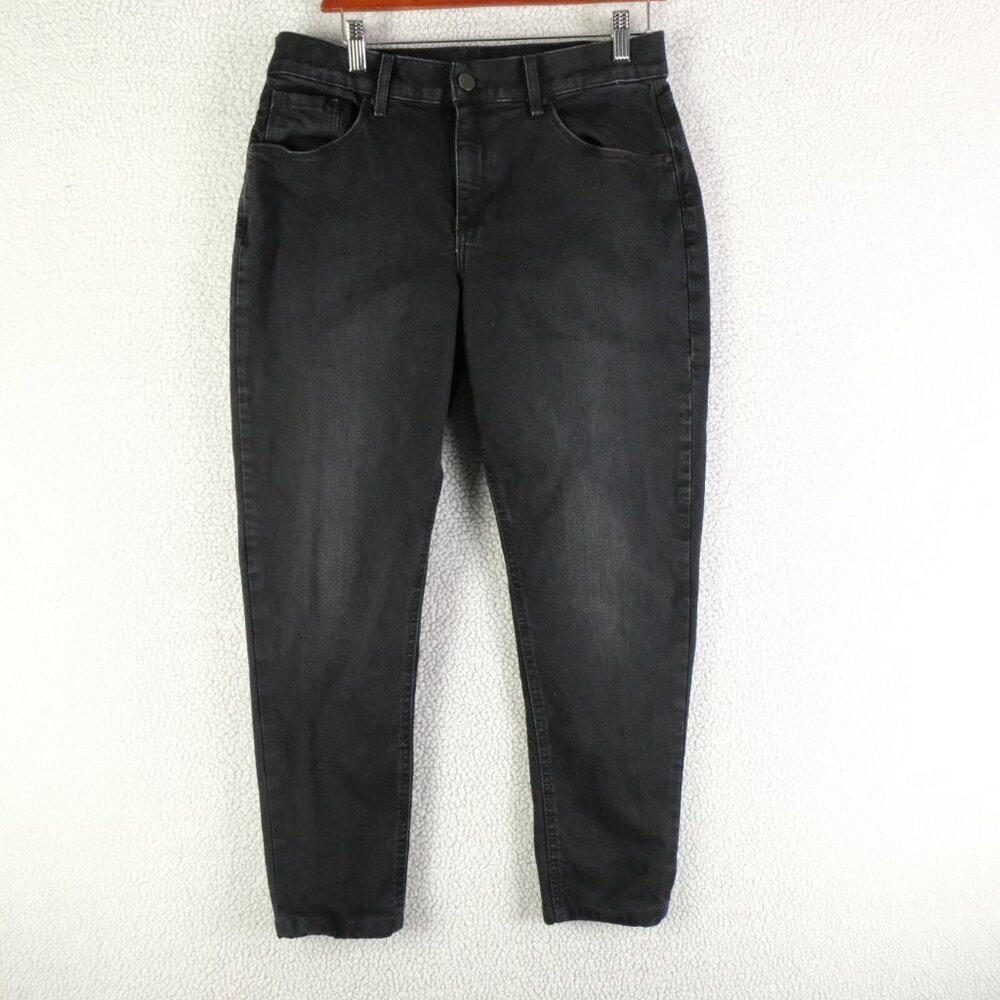 Mott & Bow Jeans Womens 30 Black Boyfriend Tapered Cropped Stretch Denim 28L